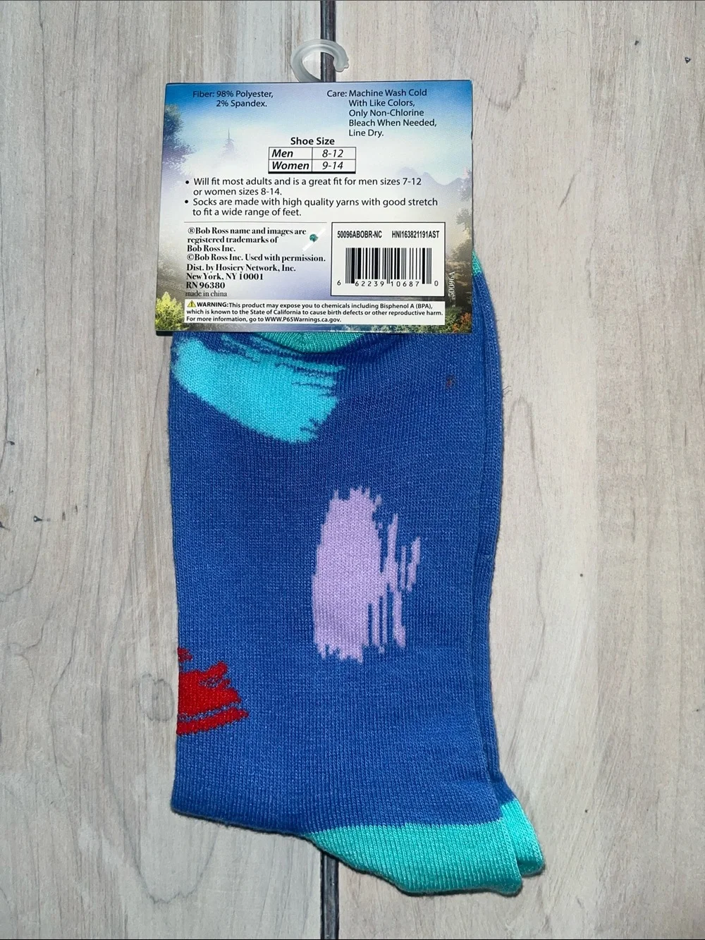 Bob Ross Novelty Men's Crew Socks with Fuzzy Hair Face Design - pick one